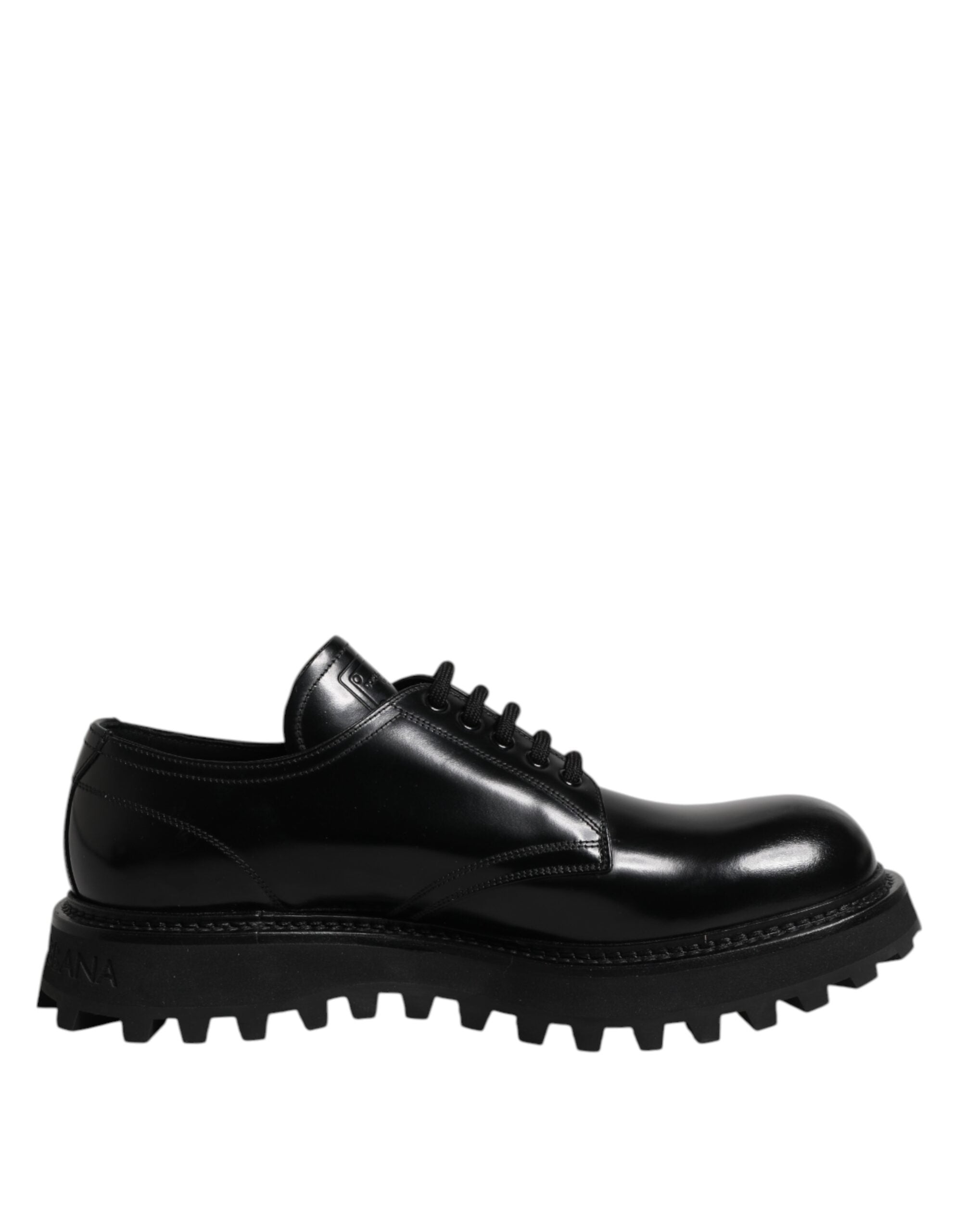 Dolce & Gabbana Black Leather Lace Up Derby Men Dress Shoes